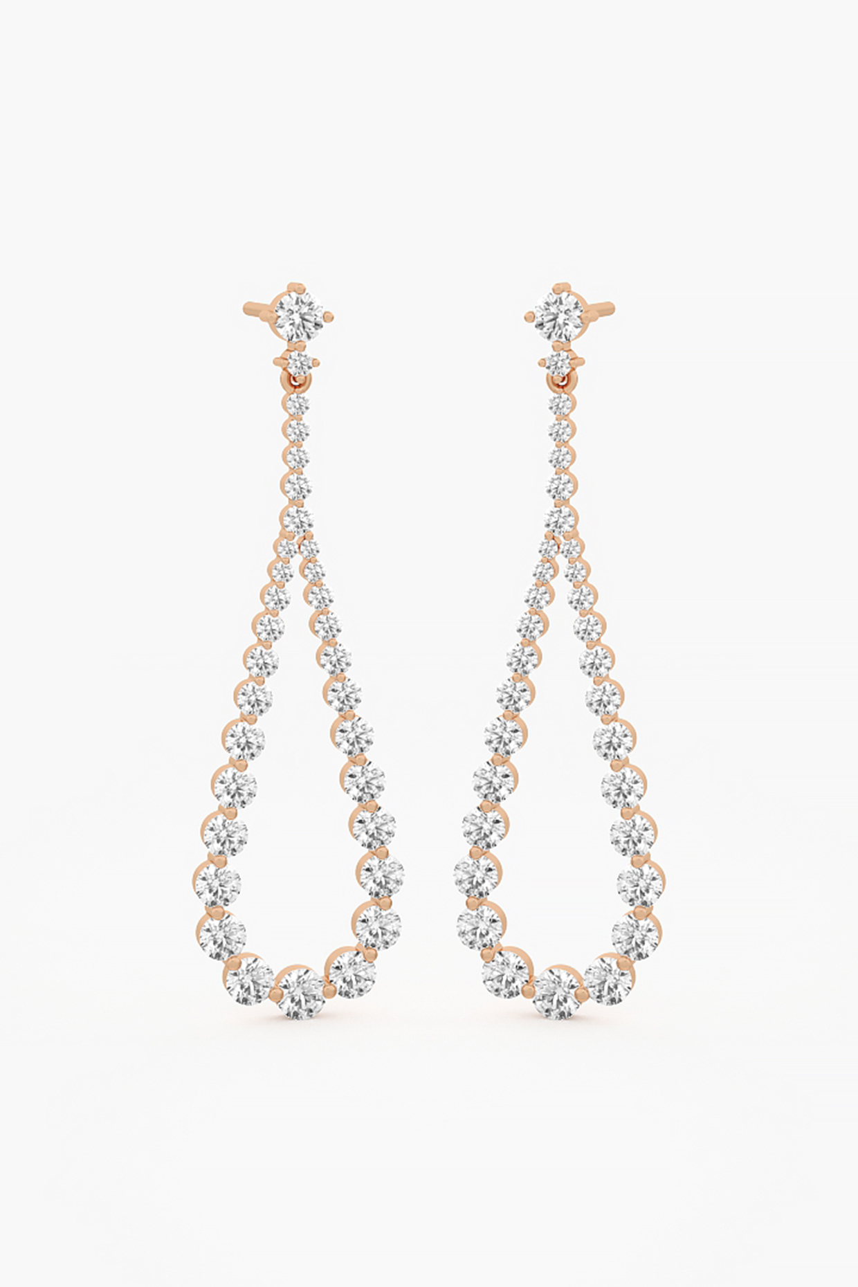 14kt Rose Gold Finish Lab Grown Round-Cut Diamond Drop Earrings by ASHTH at Pernia's Pop Up Shop