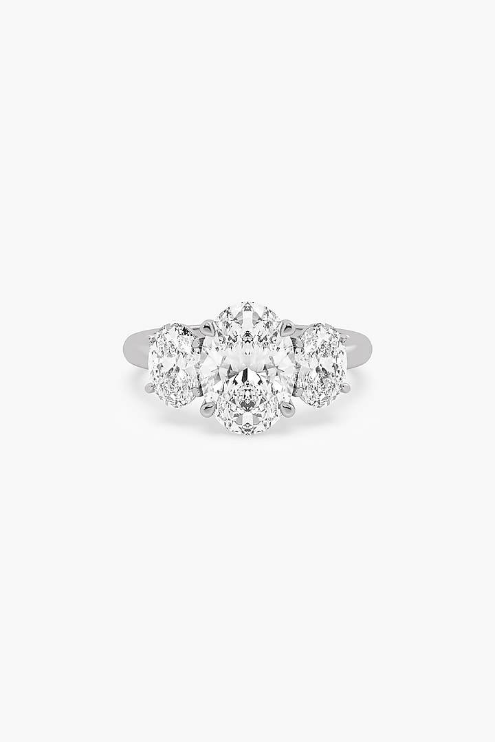 14kt White Gold Finish Lab Grown Ashth-Cut & Oval-Cut Diamond Trio Ring by ASHTH at Pernia's Pop Up Shop