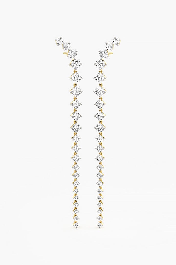 14kt Yellow Gold Finish Lab Grown Round-Cut Diamond Long Earrings by ASHTH at Pernia's Pop Up Shop