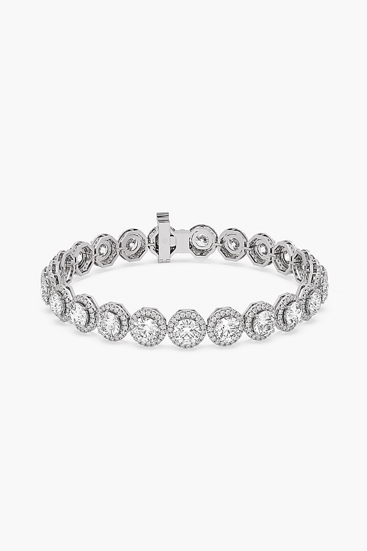 14kt White Gold Finish Lab Grown Round-Cut Diamond Halo Tennis Bracelet by ASHTH at Pernia's Pop Up Shop