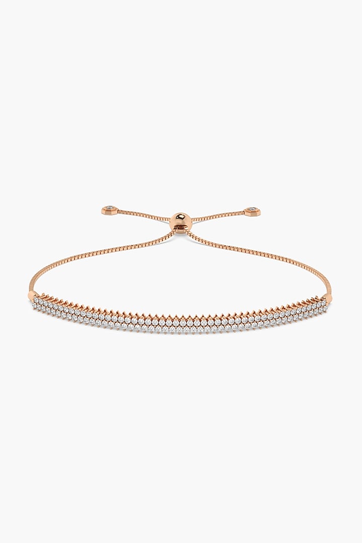 14kt Rose Gold Finish Lab Grown Round & Ashth-Cut Diamond Adjustable Bracelet by ASHTH at Pernia's Pop Up Shop