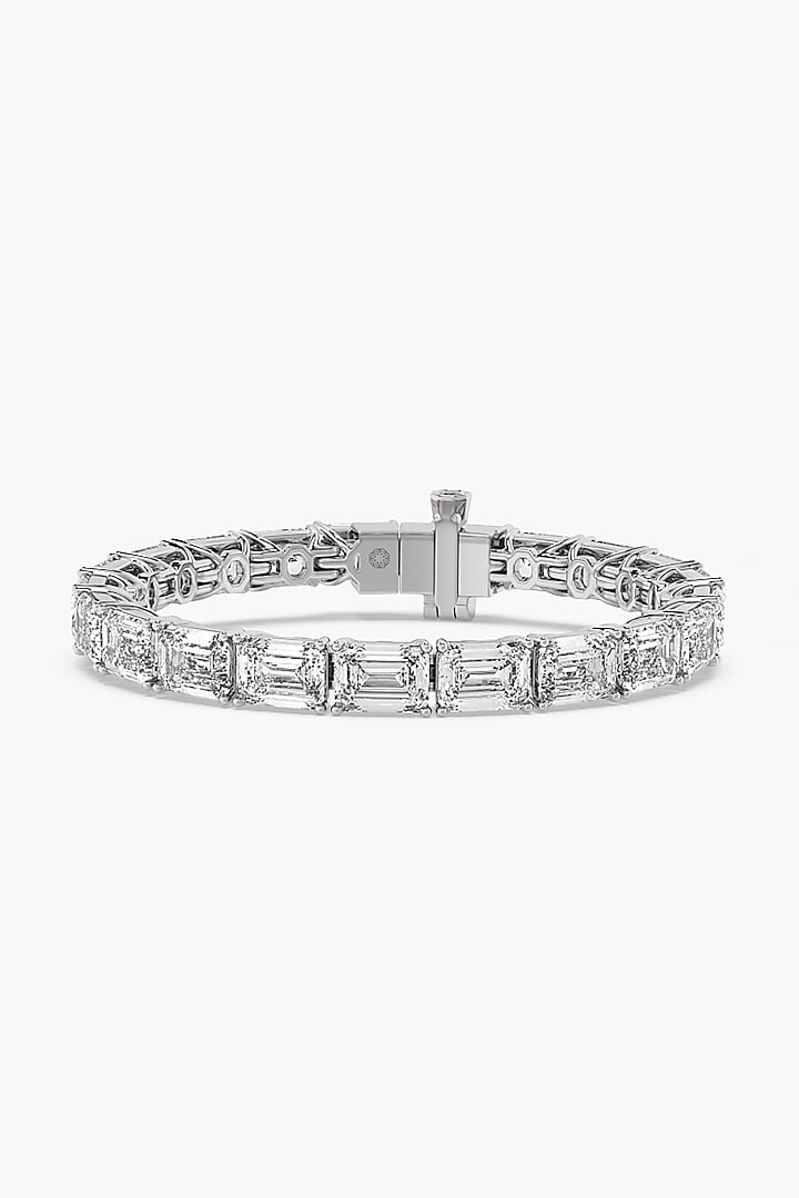 14kt White Gold Finish Lab Grown Emerald & Ashth-Cut Diamond Tennis Bracelet by ASHTH at Pernia's Pop Up Shop