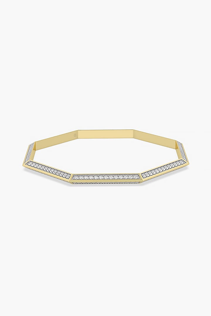 14kt Yellow Gold Finish Lab Grown Round-Cut Diamond Bangle by ASHTH at Pernia's Pop Up Shop