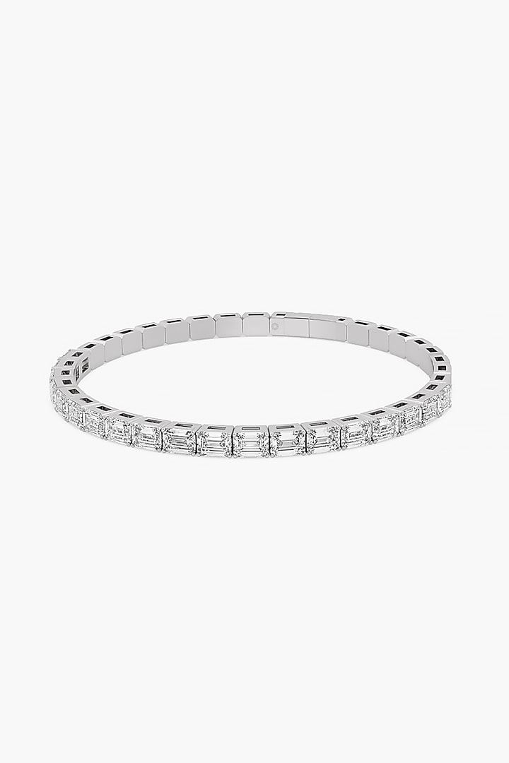 14kt White Gold Finish Lab Grown Emerald-Cut Diamond Bangle by ASHTH at Pernia's Pop Up Shop