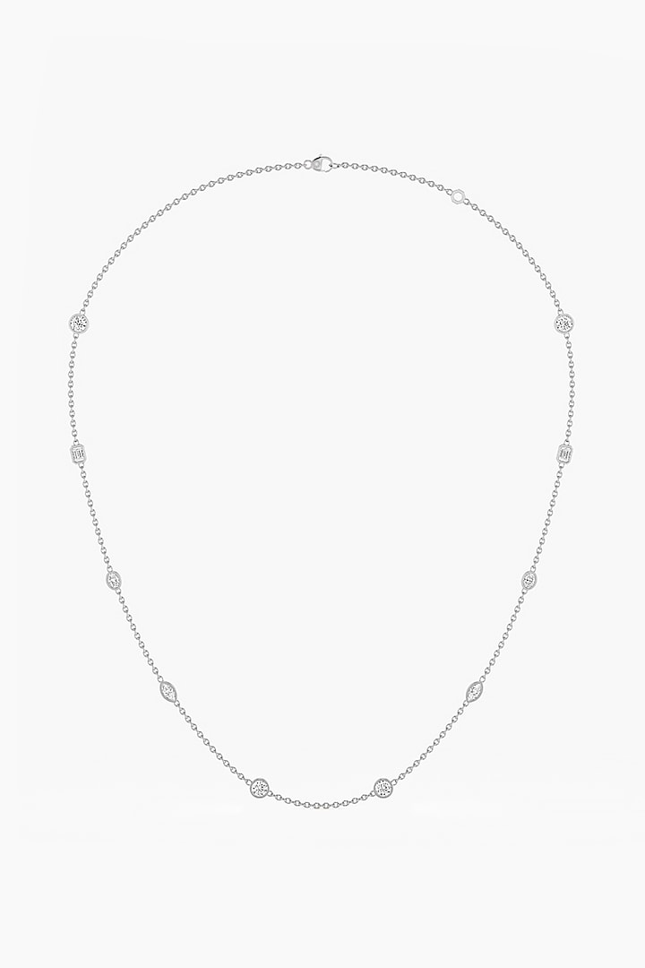 14kt White Gold Finish Lab Grown Round & Marquise-Cut Diamond Necklace by ASHTH at Pernia's Pop Up Shop