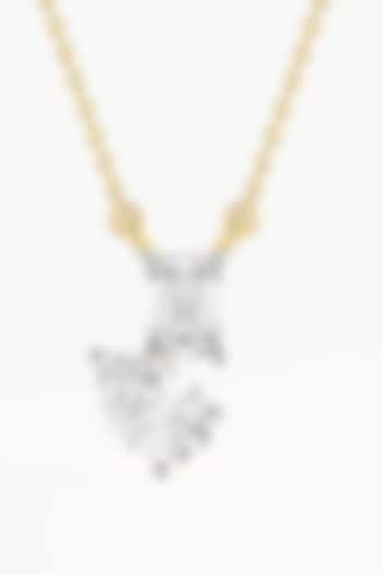 14kt Yellow Gold Finish Lab Grown Pear & Emerald-Cut Diamond Cluster Pendant by ASHTH at Pernia's Pop Up Shop