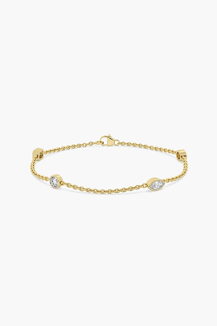 14kt Yellow Gold Finish Lab Grown Round & Marquise-Cut Diamond Bracelet by ASHTH at Pernia's Pop Up Shop