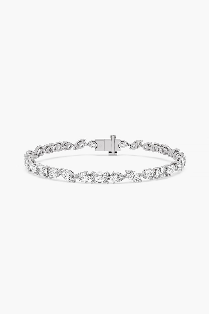 14kt White Gold Finish Lab Grown Pear & Marquise-Cut Diamond Tennis Bracelet by ASHTH at Pernia's Pop Up Shop