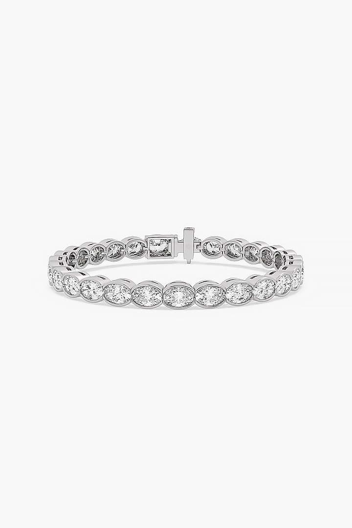 14kt White Gold Finish Lab Grown Oval-Cut Diamond Tennis Bracelet by ASHTH at Pernia's Pop Up Shop