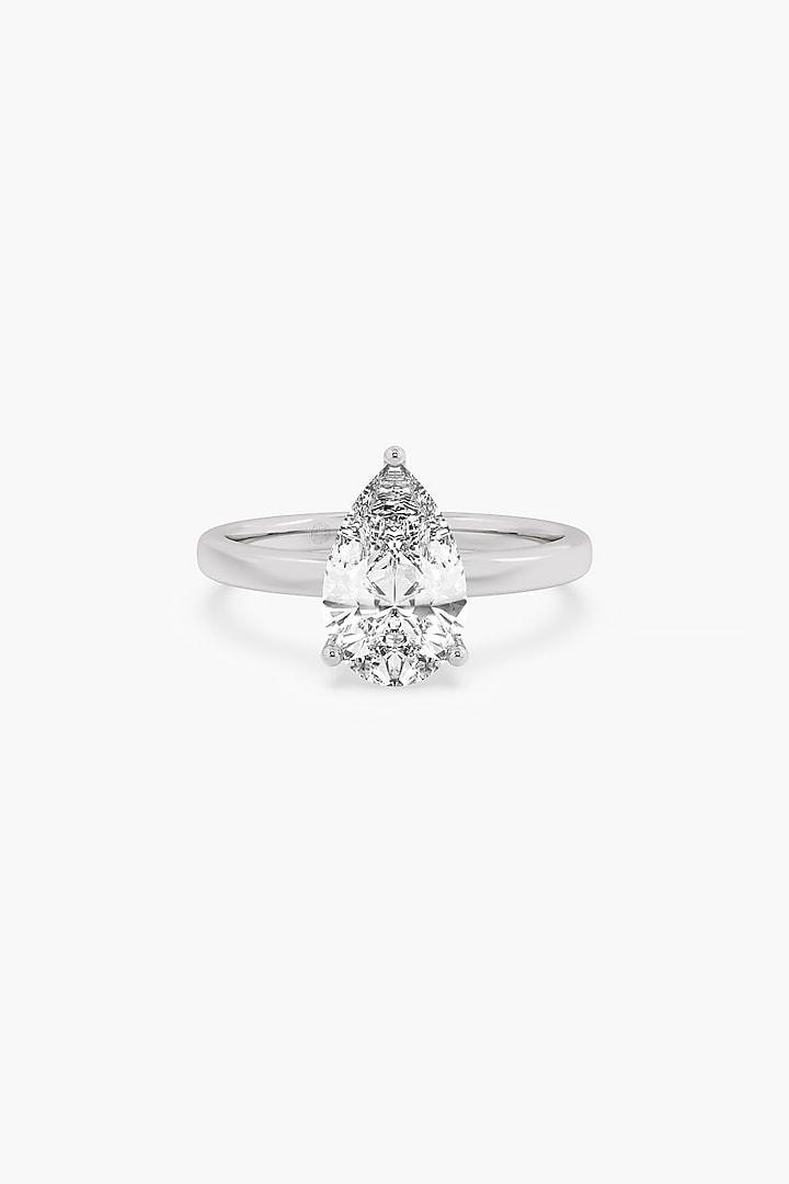 14kt White Gold Finish 3 Prong Lab Grown Pear-Cut Solitaire Diamond Ring by ASHTH at Pernia's Pop Up Shop