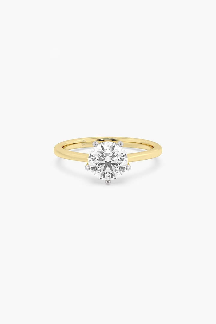 14kt Yellow Gold Finish 5 Prong Lab Grown Round-Cut Solitaire Diamond Ring by ASHTH at Pernia's Pop Up Shop