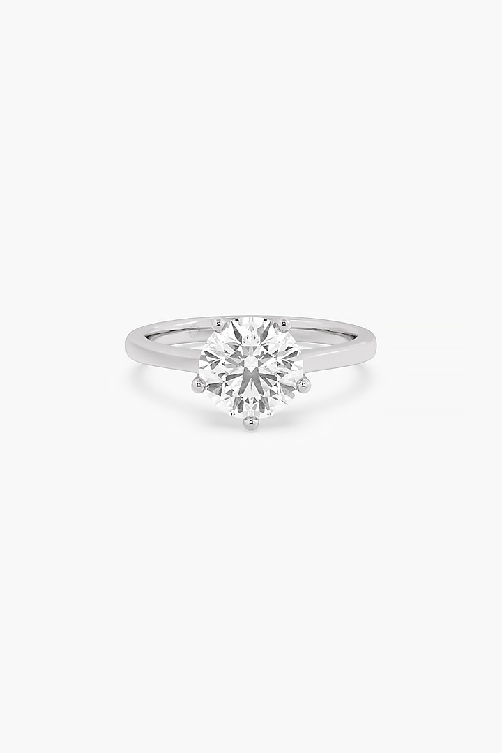 14kt White Gold Finish 5 Prong Lab Grown Round-Cut Solitaire Diamond Ring by ASHTH at Pernia's Pop Up Shop