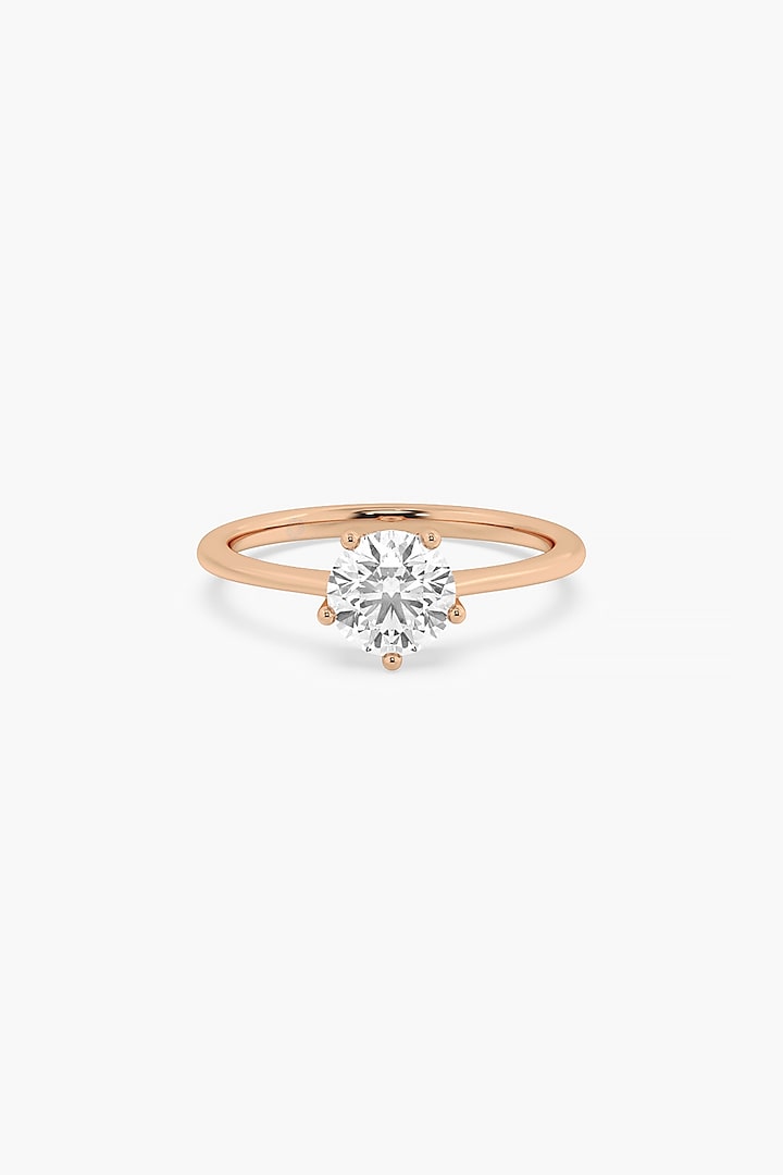 14kt Rose Gold Finish 5 Prong Lab Grown Round-Cut Solitaire Diamond Ring by ASHTH at Pernia's Pop Up Shop