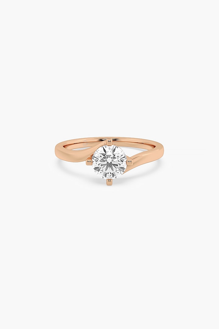 14kt Rose Gold Finish 4 Prong Lab Grown Round-Cut Solitaire Diamond Ring by ASHTH at Pernia's Pop Up Shop