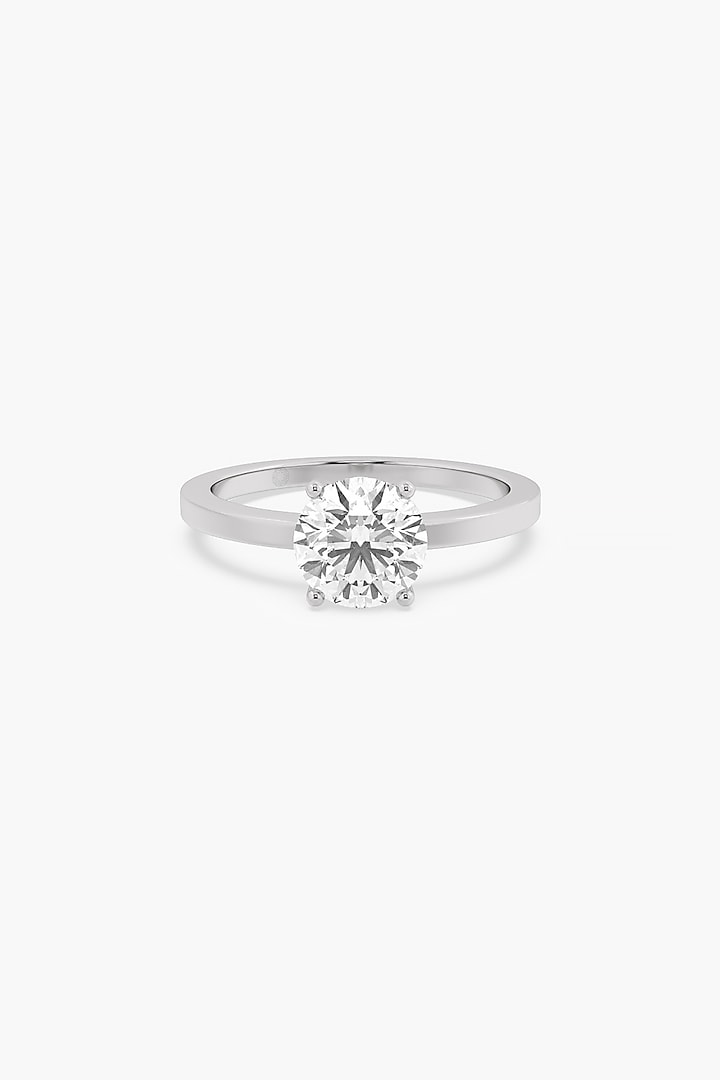 14kt White Gold Finish 4 Prong Lab Grown Round-Cut Solitaire Diamond Ring by ASHTH at Pernia's Pop Up Shop