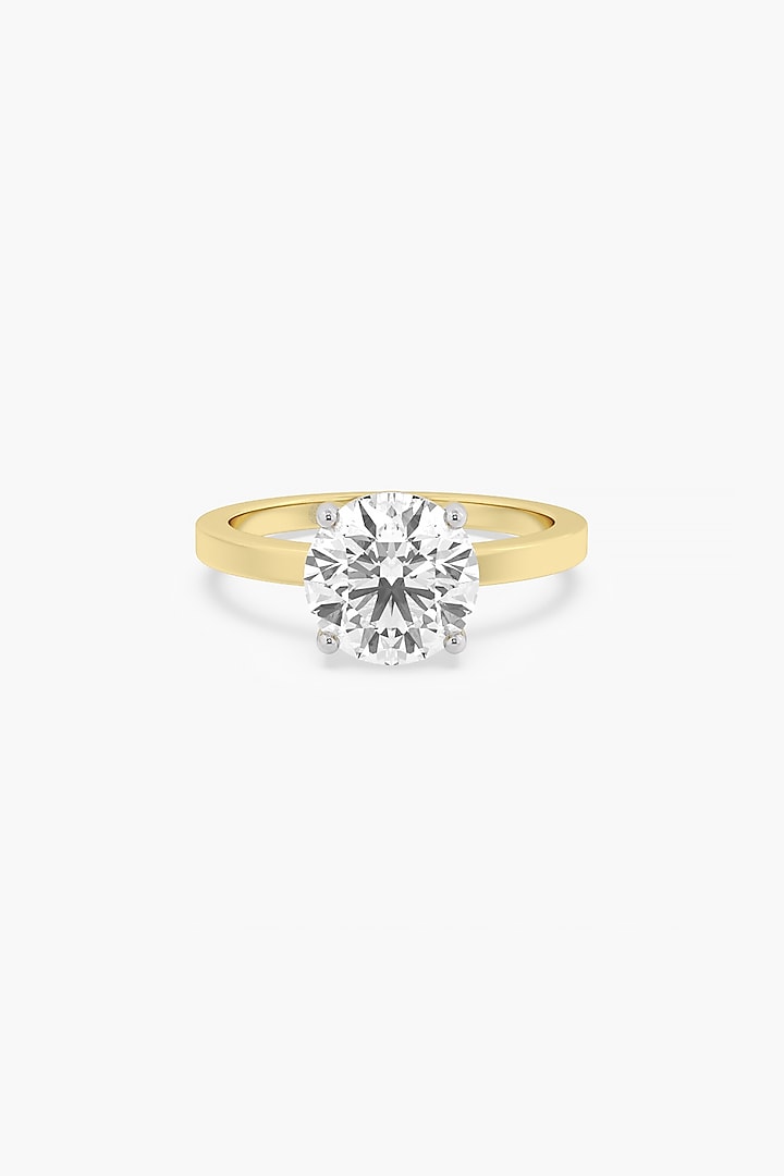 14kt Yellow Gold Finish 4 Prong Lab Grown Round-Cut Solitaire Diamond Ring by ASHTH at Pernia's Pop Up Shop