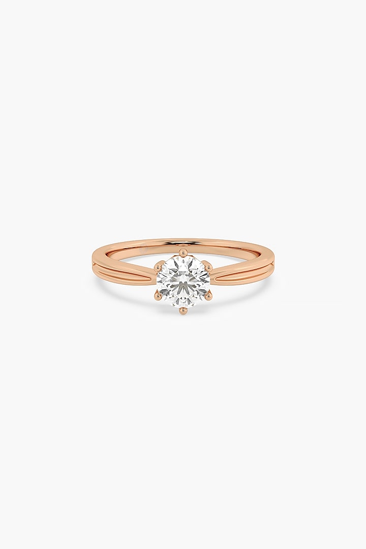 14kt Rose Gold Finish 6 Prong Lab Grown Round-Cut Solitaire Diamond Ring by ASHTH at Pernia's Pop Up Shop