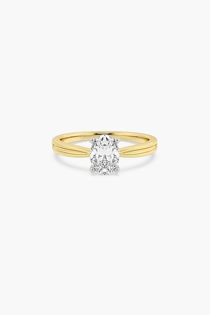 14kt Yellow Gold Finish 4 Prong Lab Grown Ova;-Cut Solitaire Diamond Ring by ASHTH at Pernia's Pop Up Shop