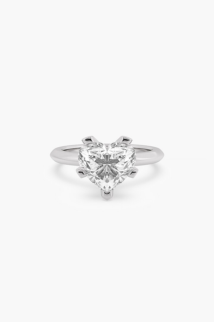 14kt White Gold Finish 5 Prong Lab Grown Heart-Cut & Ashth-Cut Diamond Ring by ASHTH at Pernia's Pop Up Shop