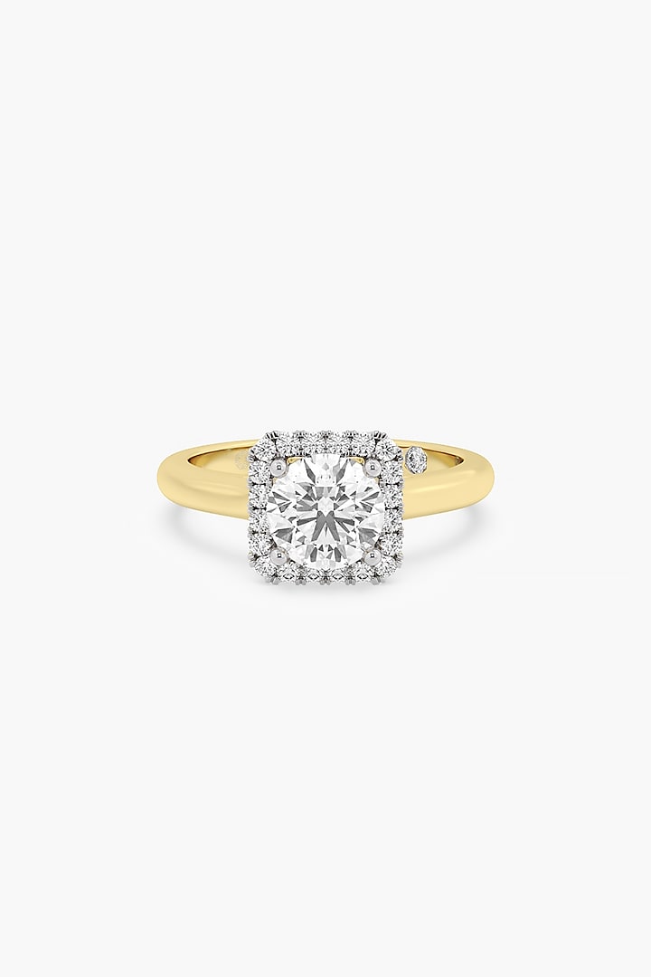 14kt yellow Gold Finish Lab Grown Round-Cut & Ashth-Cut Diamond Ring by ASHTH at Pernia's Pop Up Shop