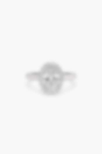 14kt White Gold Finish Lab Grown Oval-Cut & Ashth-Cut Diamond Halo Ring by ASHTH at Pernia's Pop Up Shop