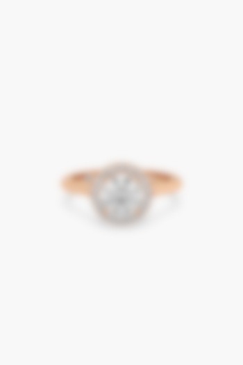 14kt Rose Gold Finish Lab Grown Round-Cut & Ashth-Cut Diamond Halo Ring by ASHTH at Pernia's Pop Up Shop