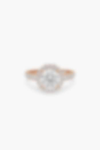 14kt Rose Gold Finish Lab Grown Round-Cut & Ashth-Cut Diamond Halo Ring by ASHTH at Pernia's Pop Up Shop