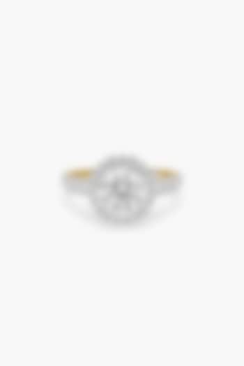 14kt Yellow Gold Finish Lab Grown Round-Cut & Ashth-Cut Diamond Halo Ring by ASHTH at Pernia's Pop Up Shop