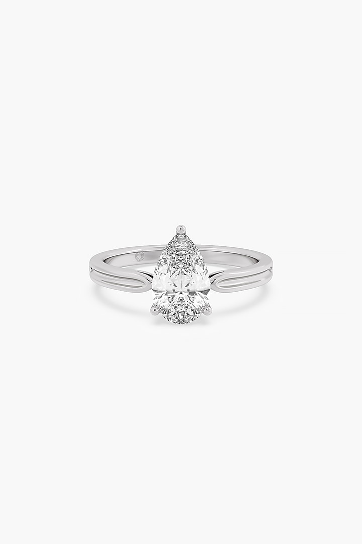 14kt White Gold Finish 3 Prong Lab Grown Pear-Cut Solitaire Diamond Ring by ASHTH at Pernia's Pop Up Shop