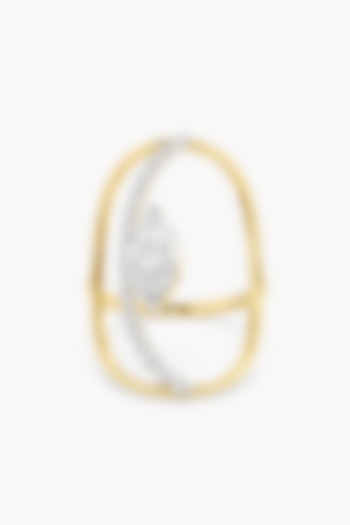 14kt Yellow Gold Finish Lab Grown Marquise & Round-Cut Diamond Ring by ASHTH at Pernia's Pop Up Shop