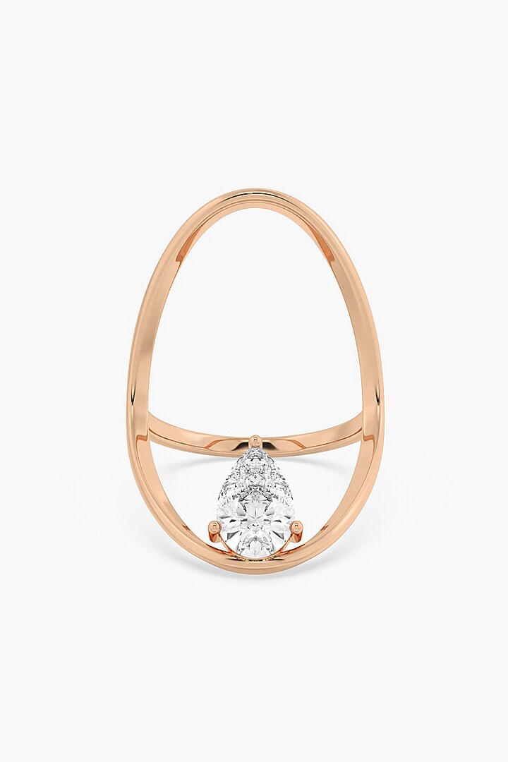 14kt Rose Gold Finish Lab Grown Pear-Cut Solitaire Diamond Ring by ASHTH at Pernia's Pop Up Shop