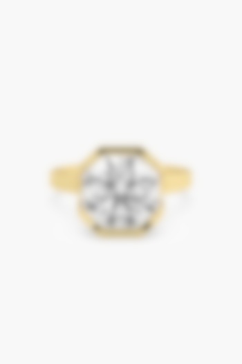 14kt Yellow Gold Finish Lab Grown Solitaire Ashth-Cut Diamond Ring by ASHTH at Pernia's Pop Up Shop