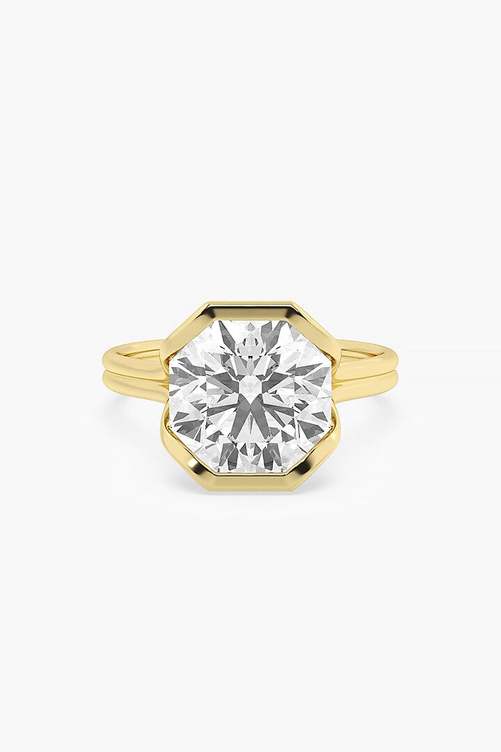 14kt Yellow Gold Finish Lab Grown Solitaire Ashth-Cut Diamond Ring by ASHTH at Pernia's Pop Up Shop