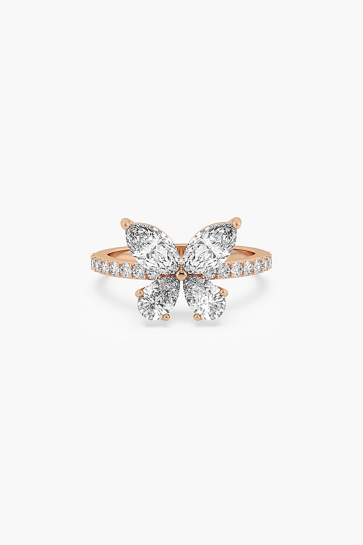 14kt Rose Gold Finish Lab Grown Marquise & Pear-Cut Diamond Butterfly Ring by ASHTH at Pernia's Pop Up Shop