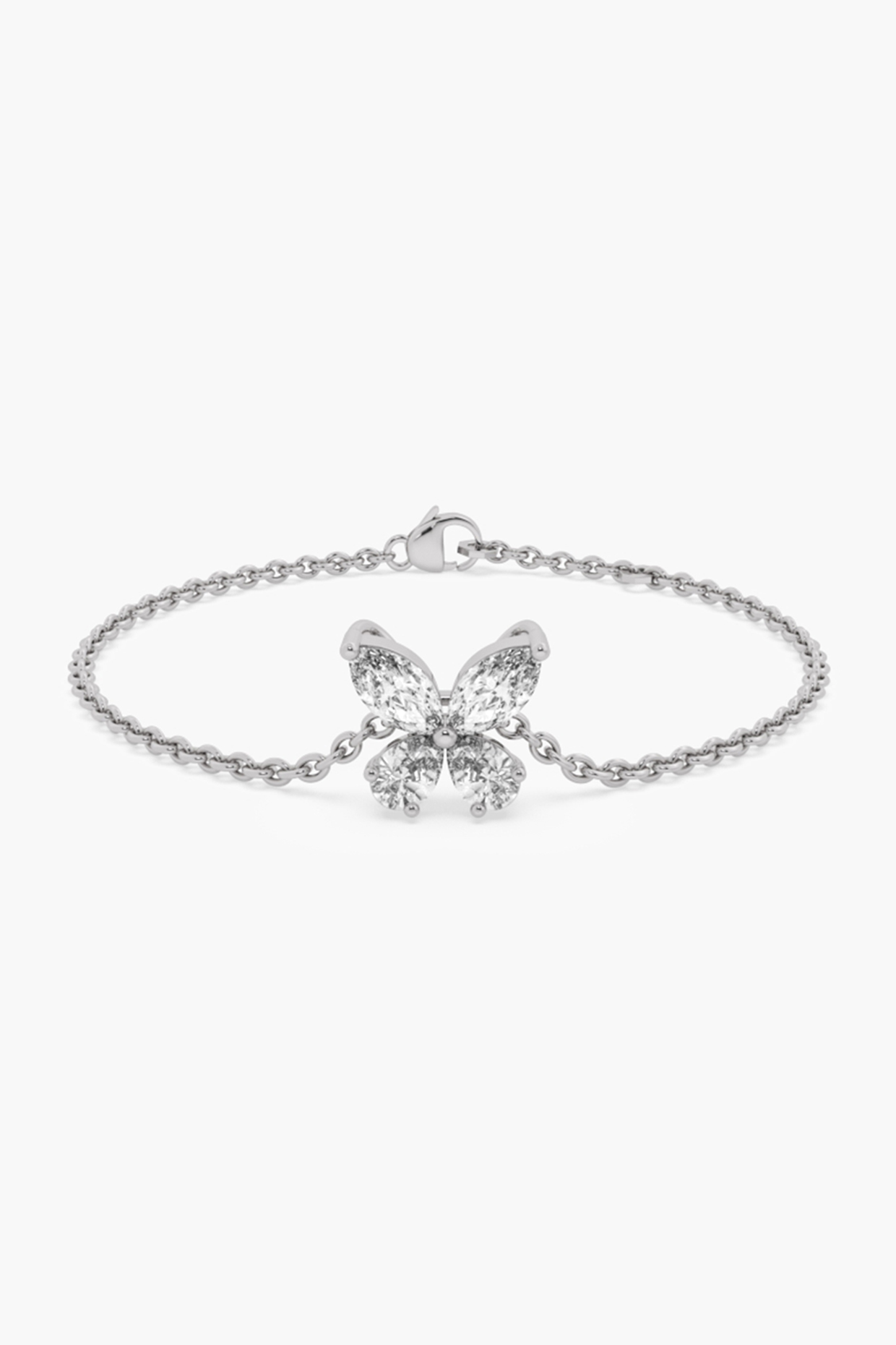 14kt White Gold Finish Marquise & Pear-Cut Lab Grown Diamond Butterfly-Shaped Bracelet by ASHTH at Pernia's Pop Up Shop