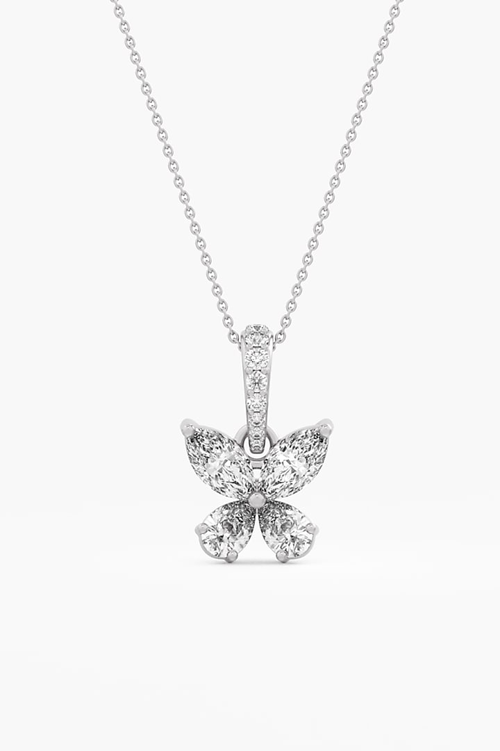 14kt White Gold Finish Marquise & Pear-Cut Lab Grown Diamond Butterfly-Shaped Pendant Necklace by ASHTH at Pernia's Pop Up Shop