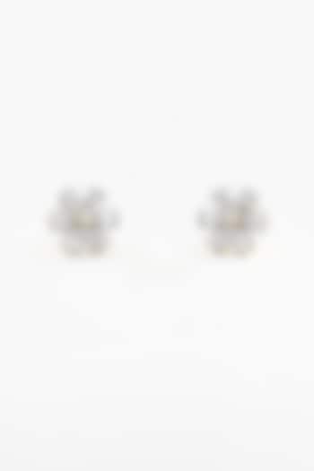 14kt Yellow Gold Finish Lab Grown Ashth-Cut Diamond Floral Cluster Stud Earrings by ASHTH at Pernia's Pop Up Shop