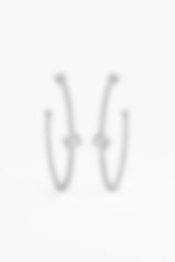 14kt White Gold Finish Round & Emerald-Cut Diamond Open Hoop Earrings by ASHTH at Pernia's Pop Up Shop