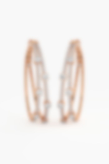 14kt Rose Gold Finish Round & Ashth-Cut Diamond Hoop Earrings by ASHTH at Pernia's Pop Up Shop