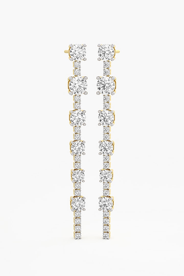14kt Yellow Gold Finish Lab Grown Round-Cut Diamond Long Earrings by ASHTH at Pernia's Pop Up Shop