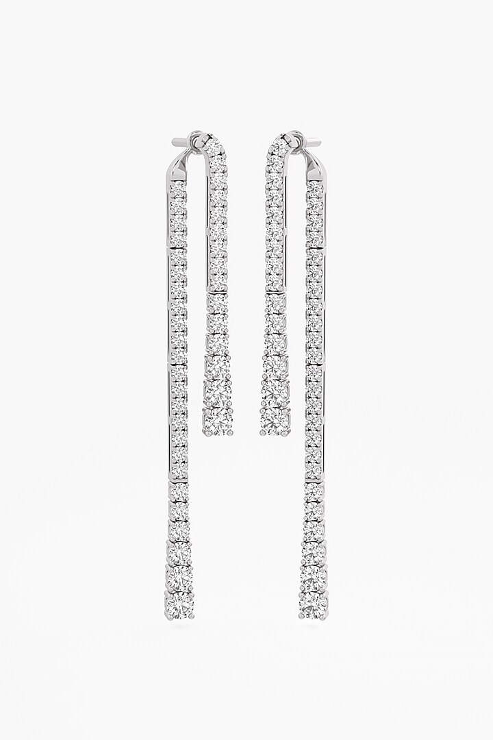 14kt White Gold Finish Lab Grown Round-Cut Diamond Long Earrings by ASHTH at Pernia's Pop Up Shop