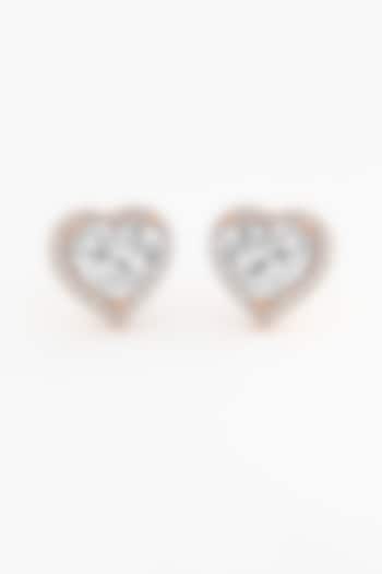 14kt Rose Gold Finish Lab Grown Heart-Cut Diamond Halo Stud Earrings by ASHTH at Pernia's Pop Up Shop