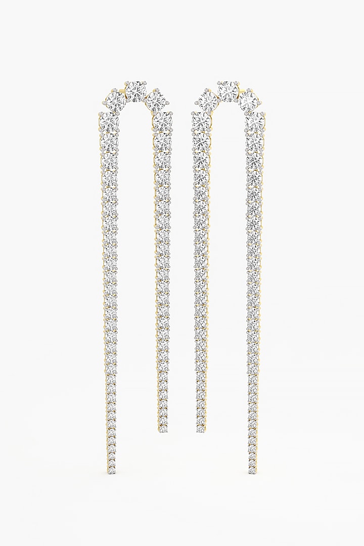 14kt Yellow Gold Finish Round-Cut Diamond Long Earrings by ASHTH at Pernia's Pop Up Shop