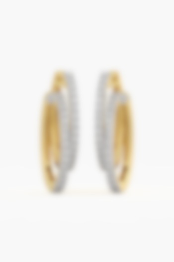 14kt Yellow Gold Finish Round & Ashth-Cut Diamond Hoop Earrings by ASHTH at Pernia's Pop Up Shop