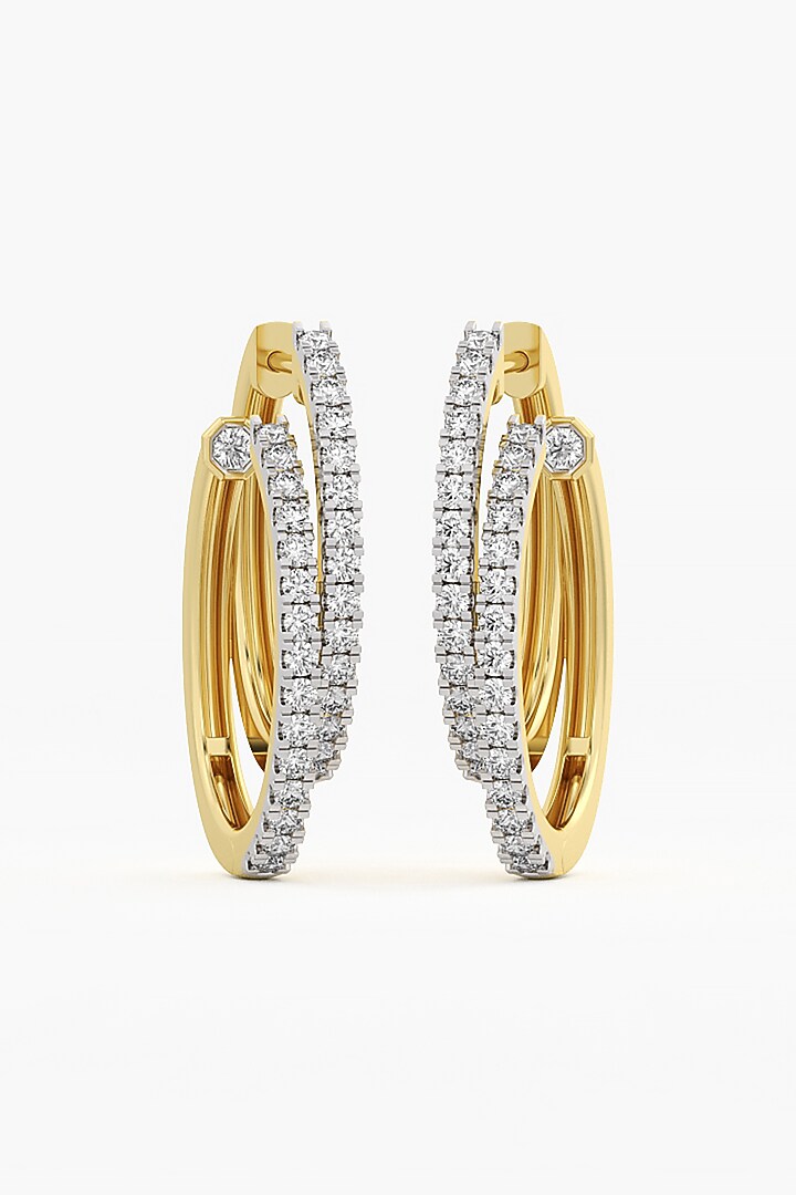 14kt Yellow Gold Finish Round & Ashth-Cut Diamond Hoop Earrings by ASHTH at Pernia's Pop Up Shop
