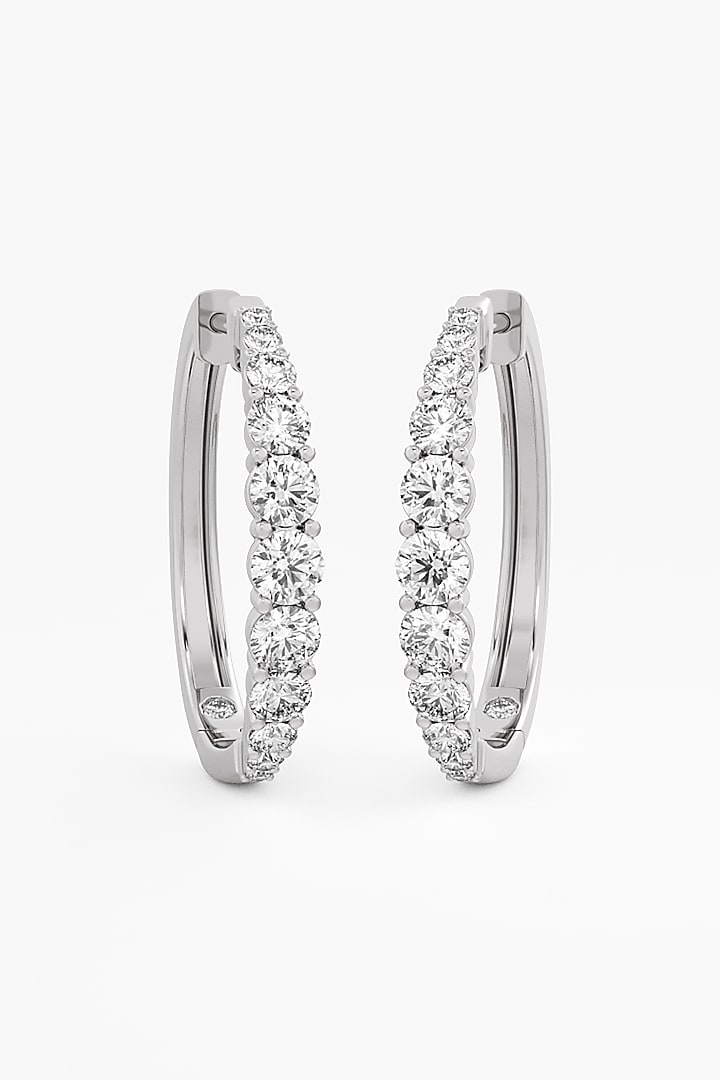 14kt White Gold Finish Round & Ashth-Cut Diamond Hoop Earrings by ASHTH at Pernia's Pop Up Shop