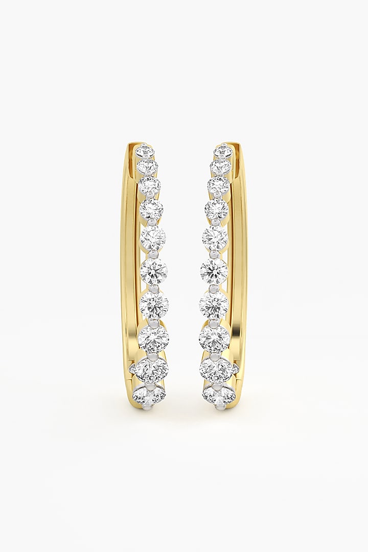 14kt Yellow Gold Finish Round & Ashth-Cut Diamond Hoop Earrings by ASHTH at Pernia's Pop Up Shop