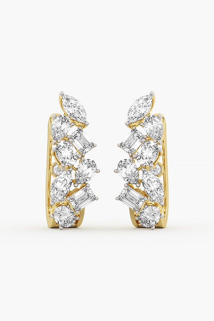 14kt Yellow Gold Finish Round & Oval-Cut Diamond Huggie Earrings by ASHTH at Pernia's Pop Up Shop