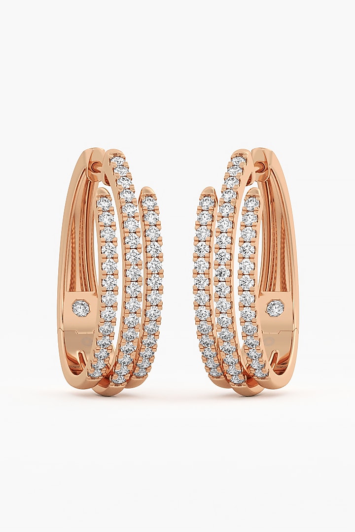 14kt Rose Gold Finish Round-Cut Diamond Layered Hoop Earrings by ASHTH at Pernia's Pop Up Shop