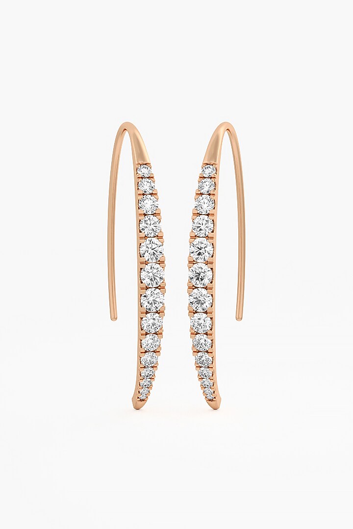 14kt Rose Gold Finish Round-Cut Diamond Huggie Earrings by ASHTH at Pernia's Pop Up Shop